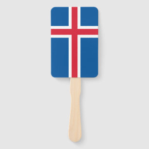 Set of hand fan with flag of Iceland
