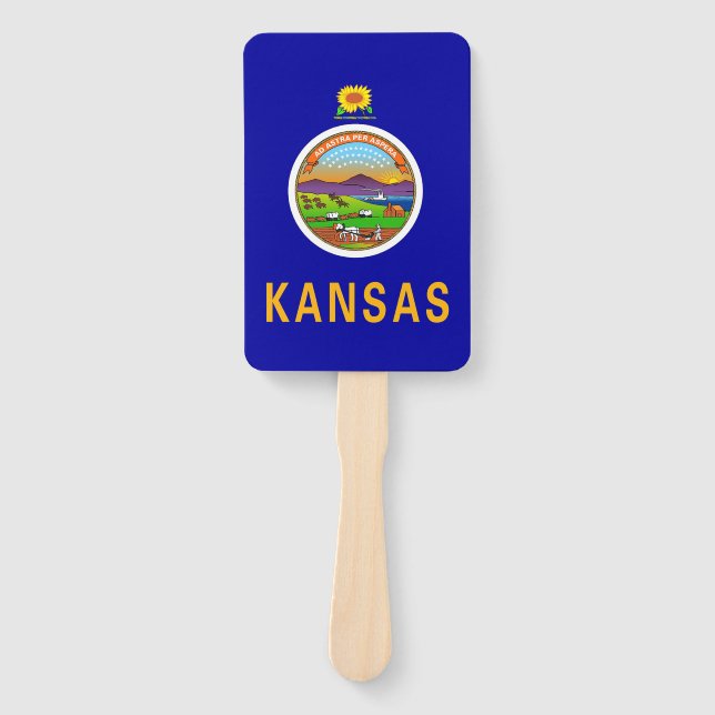 Set of hand fan with flag of Kansas State, USA (Front)