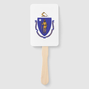 Set of hand fan with flag of Massachusetts, USA