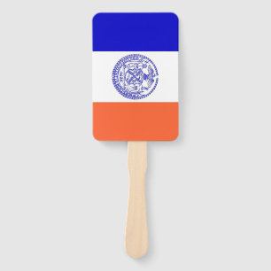 Set of hand fan with flag of New York City, USA