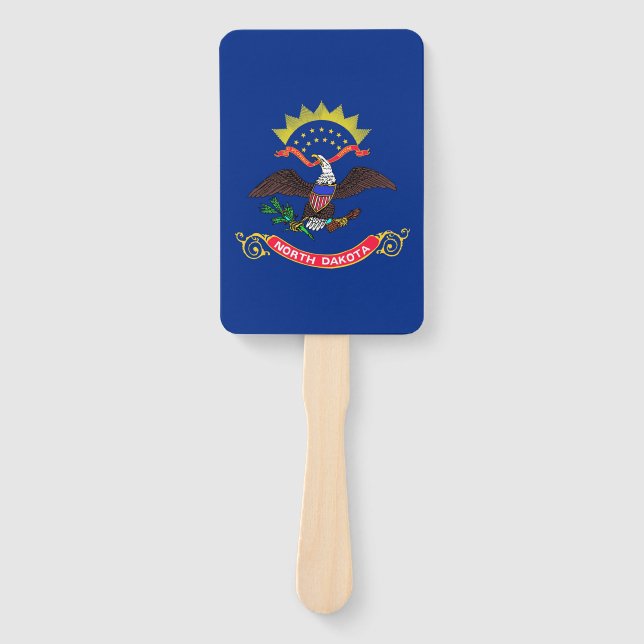 Set of hand fan with flag of North Dakota (Front)