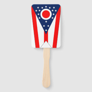 Set of hand fan with flag of Ohio State, USA