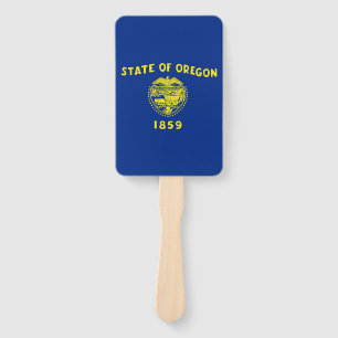 Set of hand fan with flag of Oregon State, USA