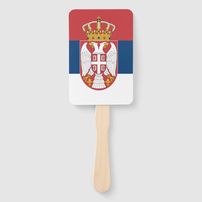 Set of hand fan with flag of Serbia (Front)