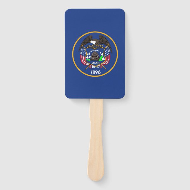 Set of hand fan with flag of Utah, USA (Front)