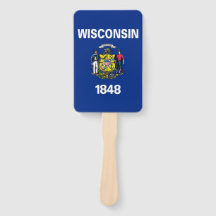 Set of hand fan with flag of Wisconsin, USA