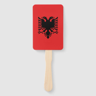 Set of hand fans with flag of Albania