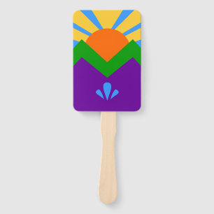 Set of hand fans with flag of Manitou Springs, USA