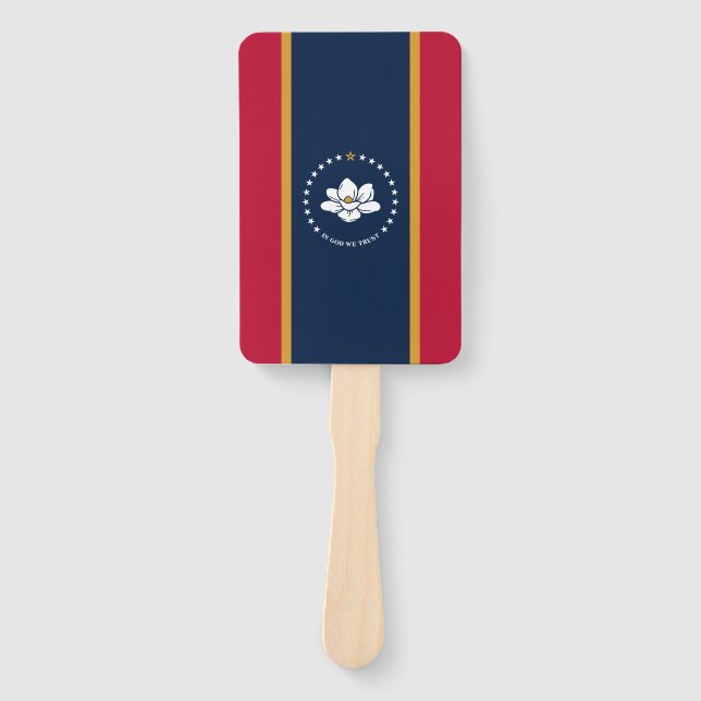 Set of hand fans with flag of Mississippi, USA (Front)