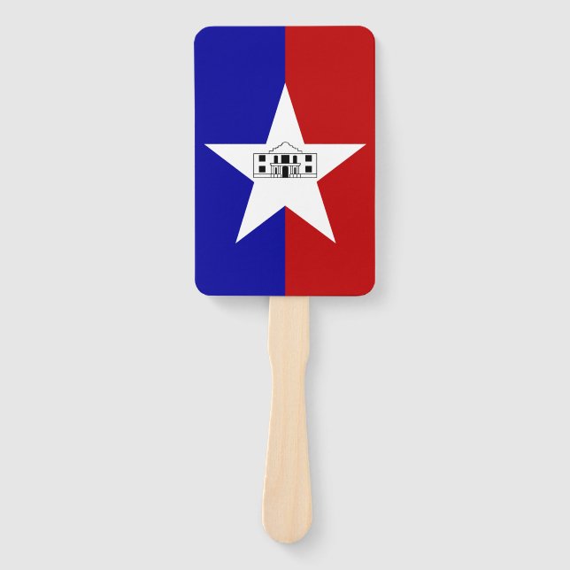 Set of hand fans with flag of San Antonio (Front)