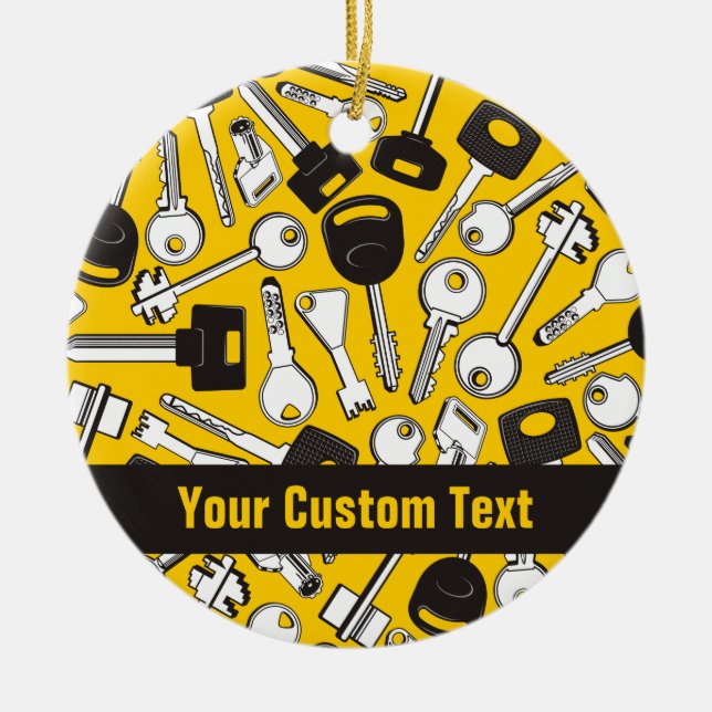 Set of Keys Background Ceramic Tree Decoration (Front)