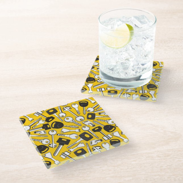 Set of Keys Background Glass Coaster (Angled)