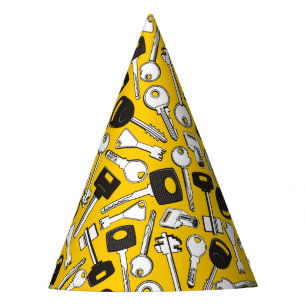 Set of Keys Background Party Hat