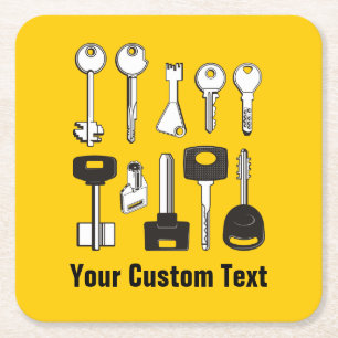 Set of Keys Square Paper Coaster