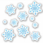 Set of Pretty Blue Christmas Winter Snowflakes