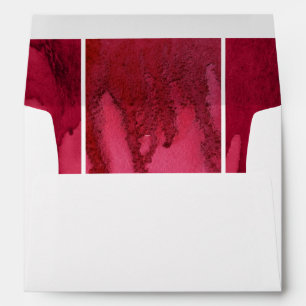 Set of red watercolor abstract hand painted envelopes
