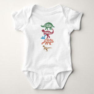 Set of silhouettes of different dinosaurs baby bodysuit