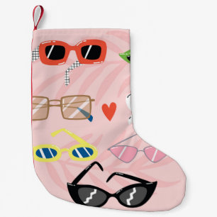 Set of trendy sunglasses in fun cartoon style small christmas stocking