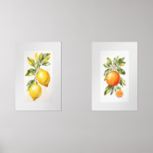 Set of Two Wall Art Watercolor Fruit Prints