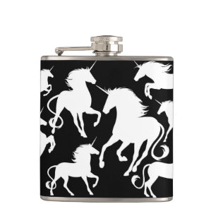 set of unicorns hip flask