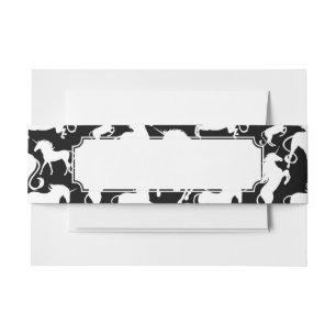 set of unicorns invitation belly band