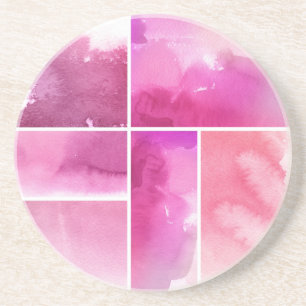 Set of watercolor abstract hand painted 3 coaster