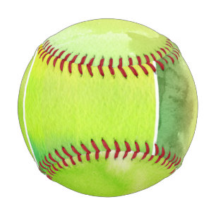 Set of watercolor abstract hand painted baseball