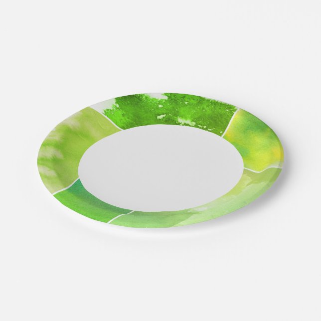 Set of watercolor abstract hand painted paper plate (Angled)