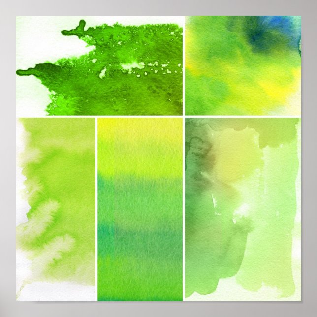 Set of watercolor abstract hand painted poster (Front)
