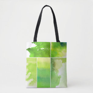 Set of watercolor abstract hand painted tote bag