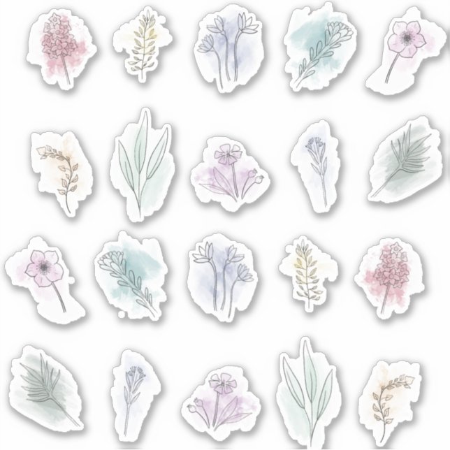 Set of watercolor bouquets sticker (Front)