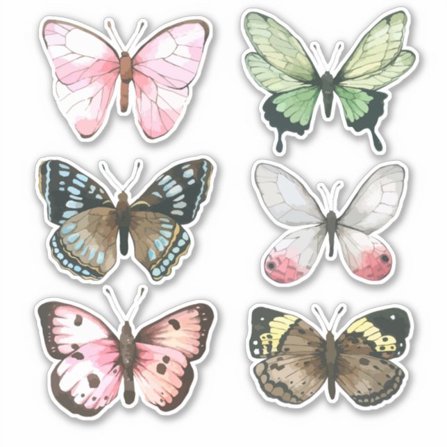 Set of watercolor Butterflies sticker (Front)