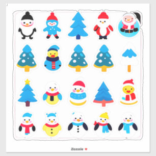 Set of Whimsical Christmas Winter Holiday