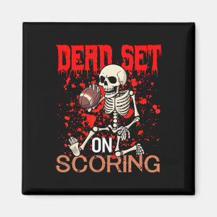 Set On Scoring Skeleton Football Player Halloween Magnet