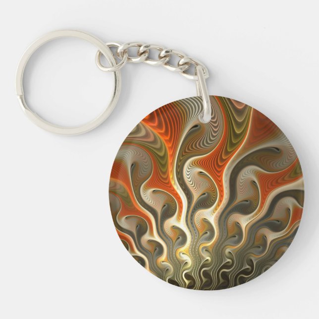 Set Phasers Orange Abstract Flames Key Ring (Front)