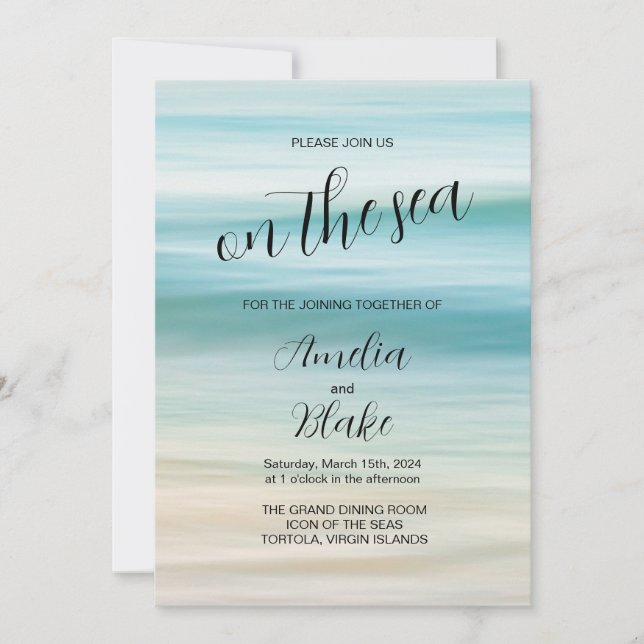 Set Sail into Forever: Ocean Cruise Wedding Invite (Front)