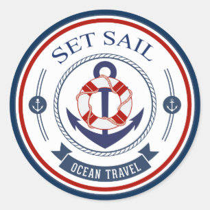 Set Sail Ocean Travel Nautical Classic Round Sticker