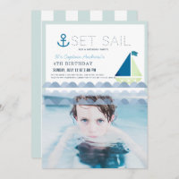 Set Sail Sailboat Blue Boy Birthday Photo