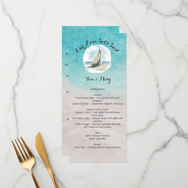 Set Sail Wedding Menu (Front/Back In Situ)