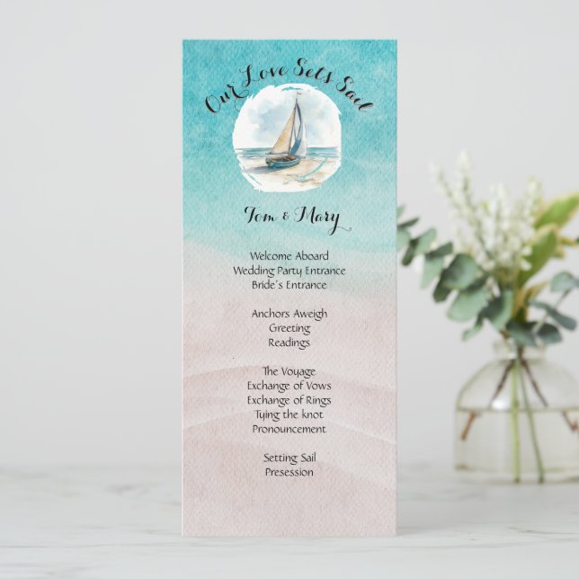 Set Sail Wedding Program Programme (Standing Front)