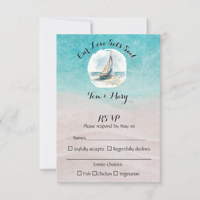 Set Sail Wedding RSVP  Card (Front)