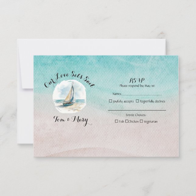 Set Sail Wedding RSVP  Card (Front)