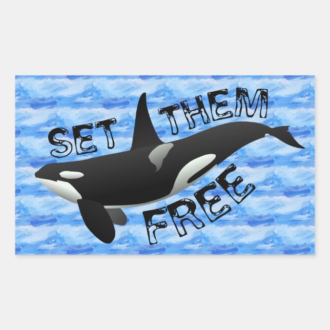 "Set them free" orca Rectangular Sticker (Front)