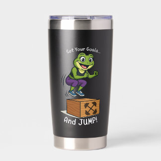 Set Your Goals and Jump – Female Frog Workout Insulated Tumbler