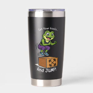 Set Your Goals and Jump - Funny Gym Female Frog, Insulated Tumbler