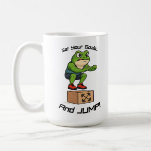 Set Your Goals And Jump - Funny Gym Male Frog, Coffee Mug