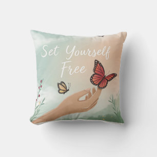 “Set Yourself Free – Butterfly Release Art” Cushion