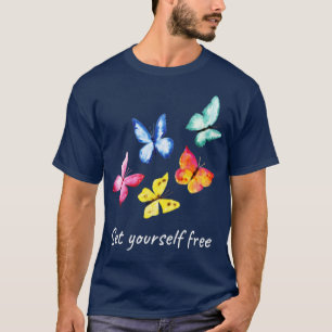 Set Yourself Free Colourful Butterflies (2) T-Shirt
