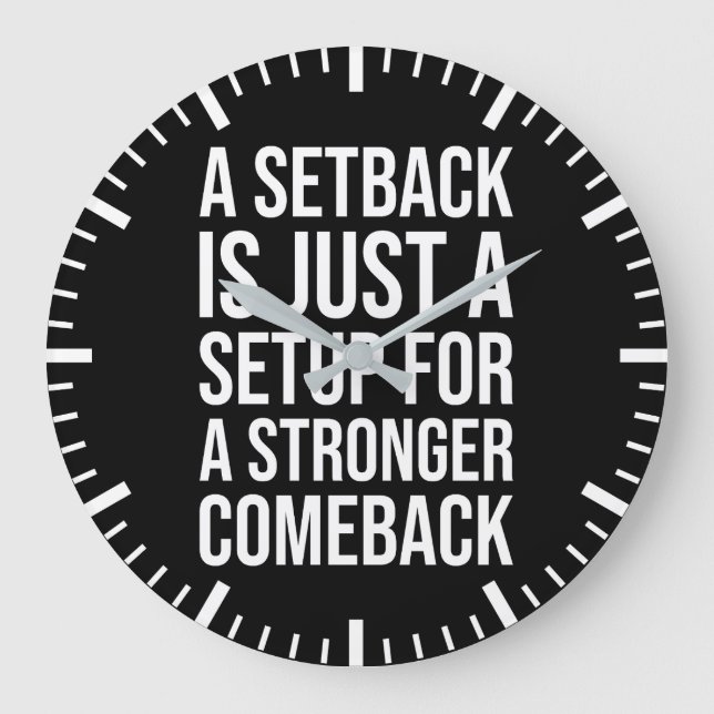 Setback vs Comeback - Success Motivational Large Clock (Front)