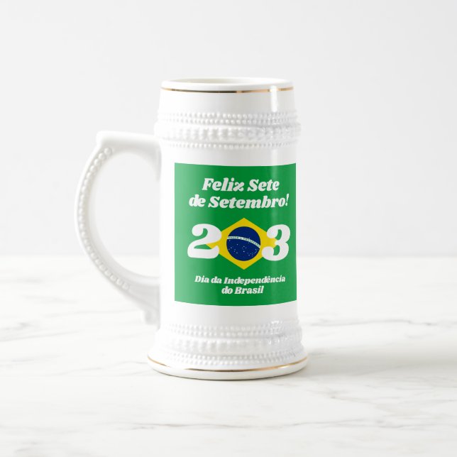Sete de Setembro Independence Day Brazil Flag Beer Stein (Left)